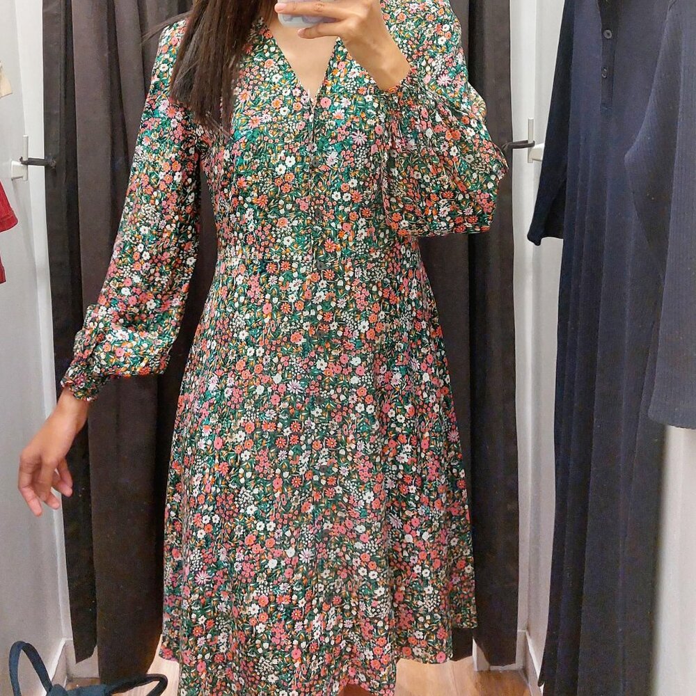 NWT Uniqlo floral print sz XS dress w built in slip